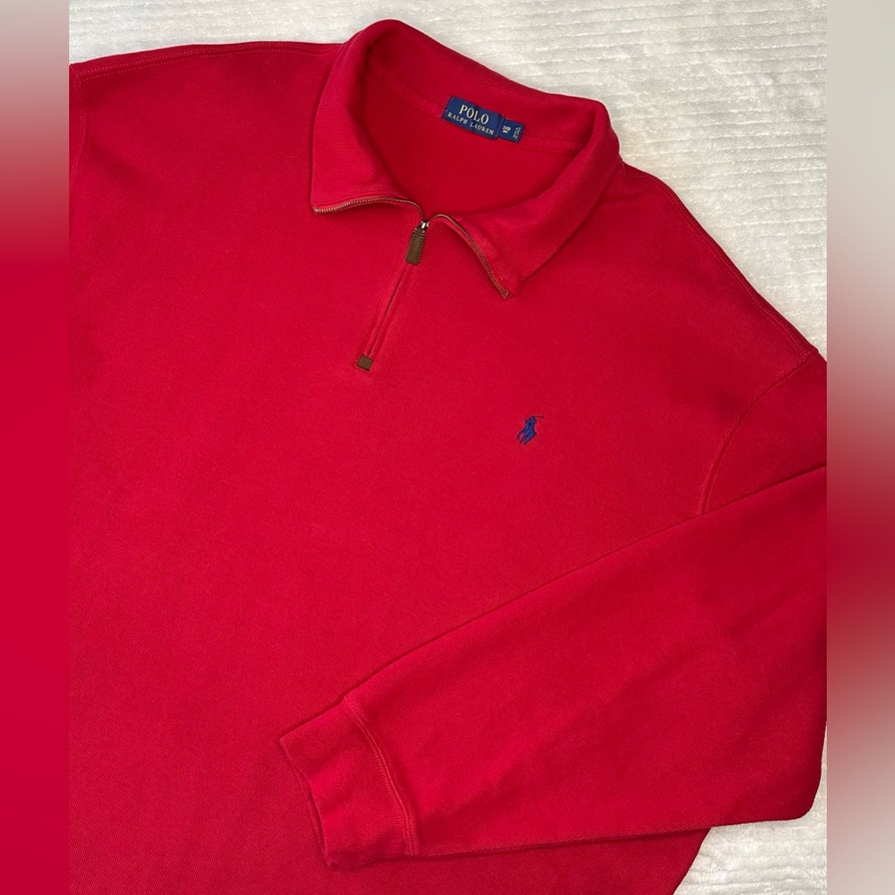 Polo Ralph Lauren Red Knit 1/4 Zip Pullover/Sweater 100% Cotton Men’s Size 3XB